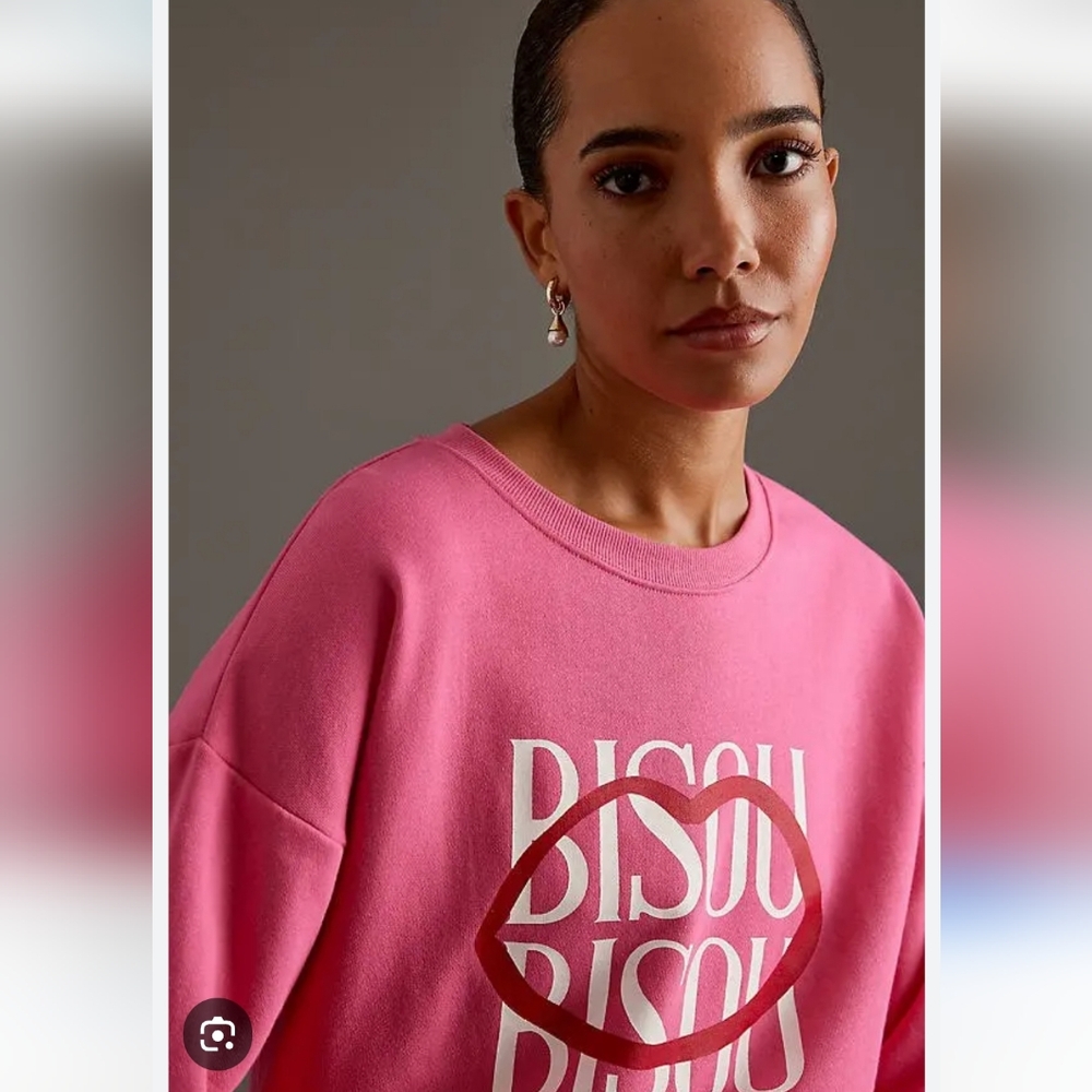 Maeve Jordon Nickson Pink Bisou Bisou Sweatshirt NWOT XL - Picture 2 of 8